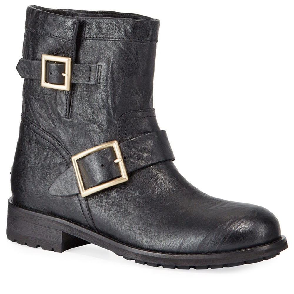 Jimmy Choo Youth Leather Motorcycle Boots